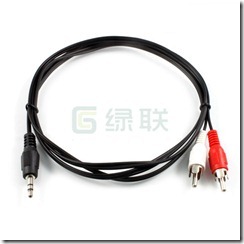 一分二3.5立体声转2RCA双莲花头电脑音频线